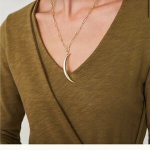 Spartina 449 cresent moon crystal necklace 20” like new 18k gold plated